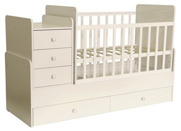Кровать для новорожденных с комодом POLINI Kids Simple 1100 Слоновая кость в Стерлитамаке - предосмотр