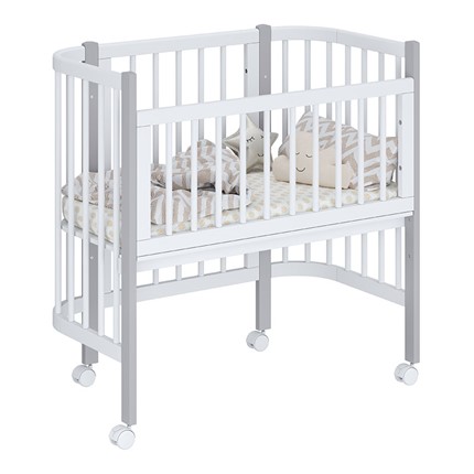Кроватка детская приставная POLINI Kids Simple 120 Белый / Серый в Стерлитамаке - изображение
