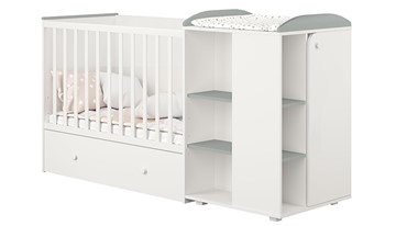 Многофункциональная кровать с комодом POLINI Kids Ameli 800 Белый / Серый, серия AMELI в Стерлитамаке - предосмотр 1