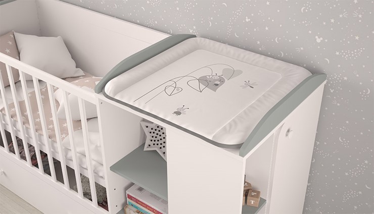 Многофункциональная кровать с комодом POLINI Kids Ameli 800 Белый / Серый, серия AMELI в Уфе - изображение 3