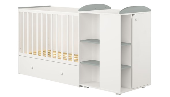 Многофункциональная кровать с комодом POLINI Kids Ameli 800 Белый / Серый, серия AMELI в Уфе - изображение