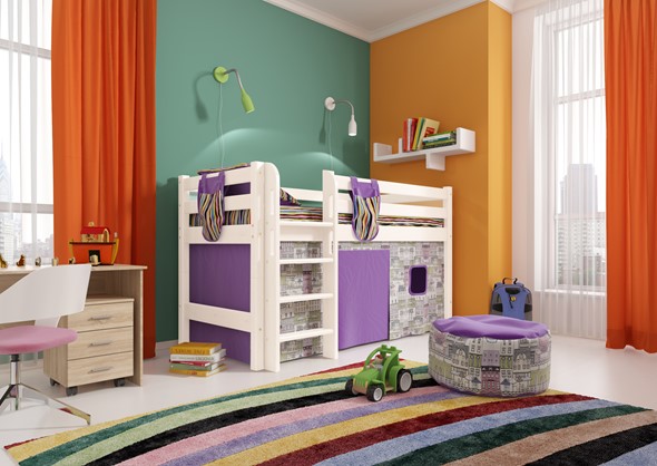 Детская кровать-чердак Соня, Вариант 11 Белый в Стерлитамаке - изображение