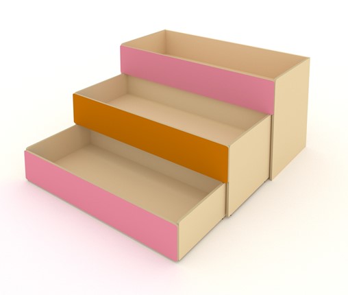Кровать в детскую 3-х уровневая КД-3, Беж + Розовый + Оранжевый в Салавате - изображение