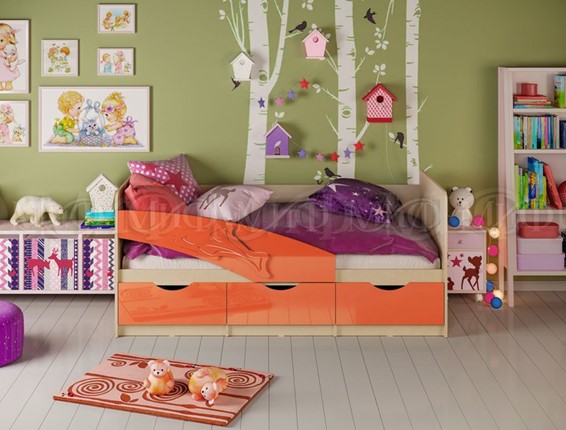 Детская кровать Дельфин, Оранжевый глянец 80х160 в Стерлитамаке - изображение