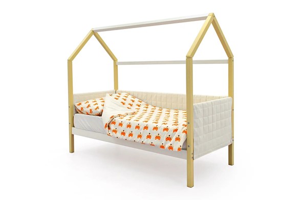 Кровать-домик «Svogen бежево-белый» мягкая в Стерлитамаке - изображение