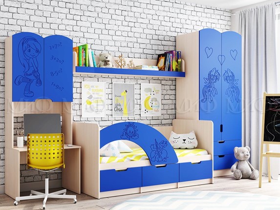 Гарнитур детской мебели Юниор-3, Синий матовый в Стерлитамаке - изображение
