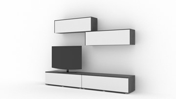 Гостиный гарнитур Куб (Cube), цвет Белый софт, Черный ясень в Уфе - предосмотр 1