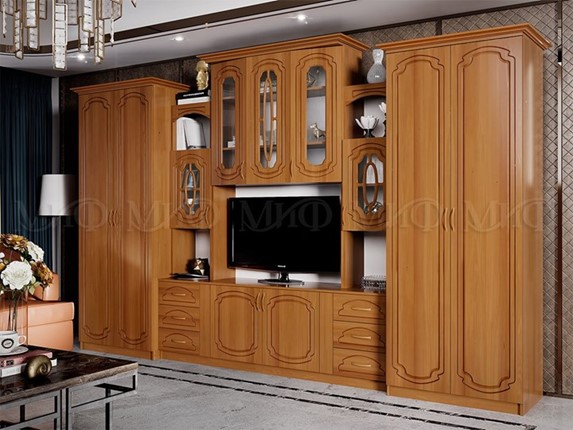 Гостиный гарнитур Альберт со шкафами, глянцевый в Стерлитамаке - изображение