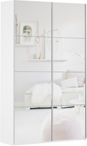 Шкаф 2-х дверный Прайм (Зеркало/Зеркало) 1200x570x2300, белый снег в Стерлитамаке