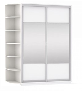 Шкаф 2-х створчатый Экспресс (Комби), со стеллажом 1700x600x2200, белый снег в Стерлитамаке