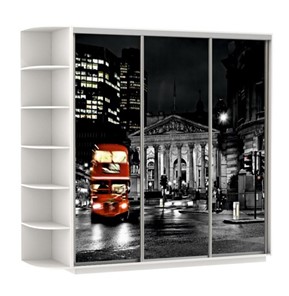 Шкаф 3-дверный Экспресс, со стеллажом, 2700х600х2400, Ночной Лондон/белый снег в Стерлитамаке