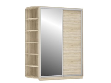 Шкаф 2-створчатый Экспресс (ДСП/Зеркало) со стеллажом 1500х600х2200, дуб сонома в Стерлитамаке