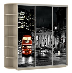 Шкаф трехдверный Экспресс, со стеллажом, 2700х600х2400, Ночной Лондон/шимо светлый в Стерлитамаке