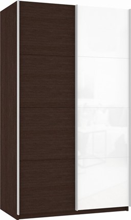Шкаф 2-х дверный Прайм (ДСП/Белое стекло) 1400x570x2300, венге в Стерлитамаке - изображение