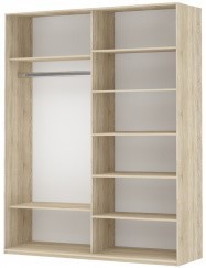 Шкаф 2-створчатый Прайм (Белое стекло/Белое стекло) 1400x570x2300, бетон в Стерлитамаке - изображение 1