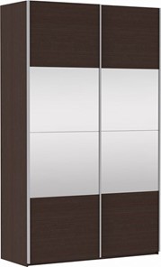 Шкаф 2-х дверный Прайм (ДСП/Зеркало) 1400x570x2300, венге в Стерлитамаке - предосмотр 2