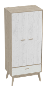 Шкаф для одежды Калгари, Дуб натуральный светлый/Белый матовый в Стерлитамаке - предосмотр