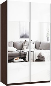 Шкаф 2-х дверный Прайм (Зеркало/Белое стекло) 1200x570x2300, венге в Стерлитамаке - предосмотр 2