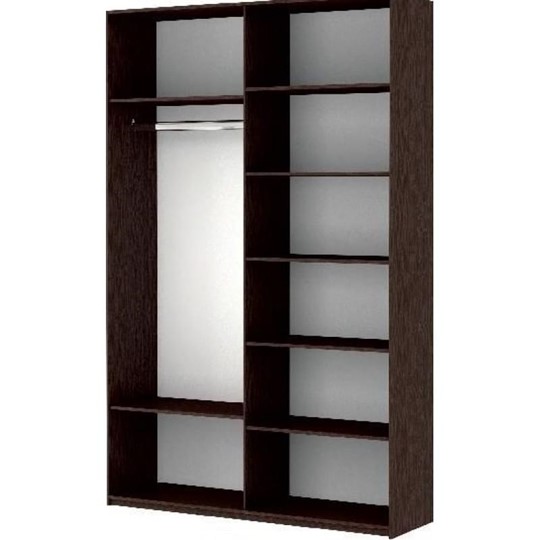 Шкаф Прайм (Зеркало/Белое стекло) 1600x570x2300, венге в Стерлитамаке - изображение 1