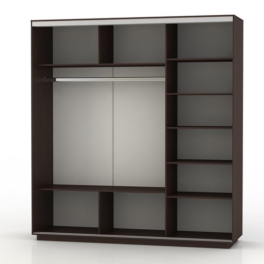 Шкаф 3-дверный Экспресс (3 зеркала) 1800х600х2200, венге в Стерлитамаке - изображение 1