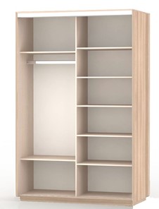 Шкаф 2-створчатый Экспресс (ДСП/Зеркало) со стеллажом 1500х600х2400, шимо светлый в Стерлитамаке - предосмотр 1