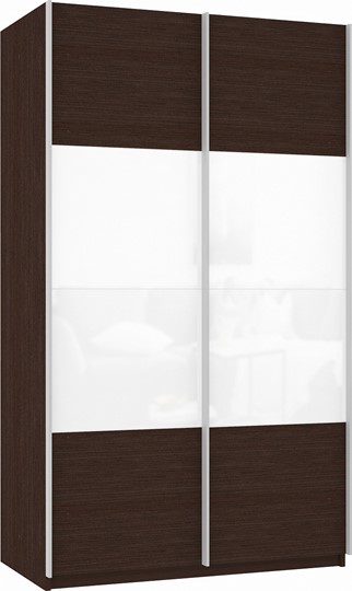Шкаф 2-х дверный Прайм (ДСП/Белое стекло) 1400x570x2300, венге в Стерлитамаке - изображение 2