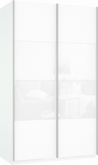 Шкаф 2-дверный Прайм (ДСП/Белое стекло) 1600x570x2300, белый снег в Стерлитамаке - изображение 2