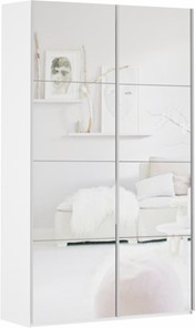 Шкаф 2-дверный Прайм (Зеркало/Зеркало) 1600x570x2300, белый снег в Салавате