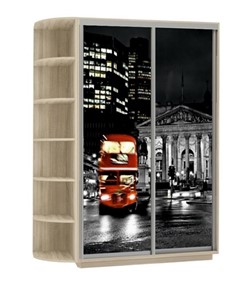 Шкаф 2-х дверный Хит, 1500x600x2200, фотопечать, со стеллажом, ночной лондон, дуб сонома в Стерлитамаке - предосмотр