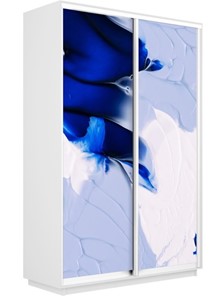 Шкаф 2-х створчатый Экспресс 1200x600x2400, Абстракция бело-голубая/белый снег в Стерлитамаке
