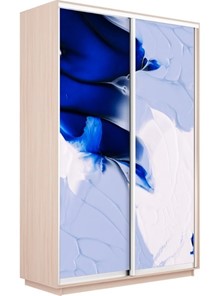 Шкаф 2-х створчатый Экспресс 1400x600x2400, Абстракция бело-голубая/дуб молочный в Стерлитамаке