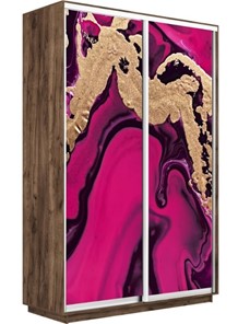 Шкаф Экспресс 1400x600x2400, Абстракция розовая/дуб табачный в Стерлитамаке