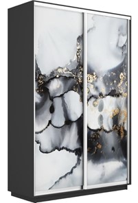 Шкаф 2-створчатый Экспресс 1400x600x2400, Абстракция серая/серый диамант в Стерлитамаке