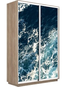 Шкаф 2-дверный Экспресс 1400x600x2400, Морские волны/дуб сонома в Уфе