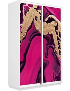 Шкаф 2-створчатый Экспресс 1600x600x2200, Абстракция розовая/белый снег в Стерлитамаке