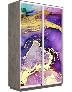 Шкаф Экспресс 1600x600x2400, Абстракция фиолетово-золотая/бетон в Стерлитамаке