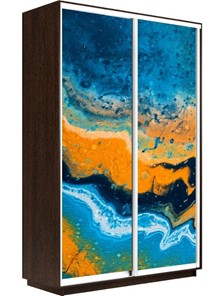 Шкаф 2-х створчатый Экспресс 1600x600x2400, Абстракция оранжево-голубая/венге в Стерлитамаке