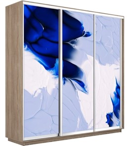 Шкаф 3-дверный Экспресс 1800х450х2200, Абстракция бело-голубая/дуб сонома в Стерлитамаке