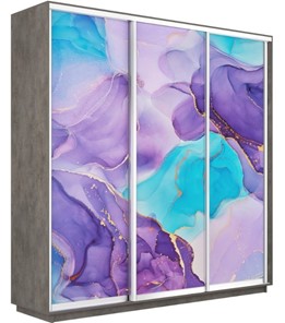 Шкаф 3-дверный Экспресс 1800х450х2400, Абстракция фиолетовая/бетон в Стерлитамаке