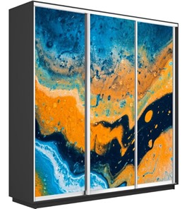 Шкаф 3-створчатый Экспресс 1800х600х2200, Абстракция оранжево-голубая/серый диамант в Стерлитамаке