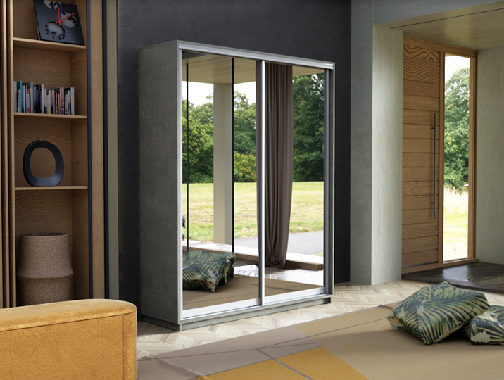 Шкаф 2-дверный Экспресс (2 зеркала) 1200x450x2200, бетон в Стерлитамаке - изображение 5