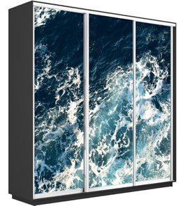 Шкаф 3-х дверный Экспресс 2100х450х2400, Морские волны/серый диамант в Стерлитамаке