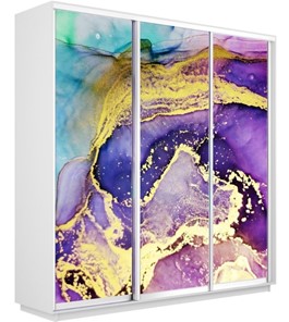 Шкаф Экспресс 2100х600х2200, Абстракция фиолетово-золотая/белый снег в Стерлитамаке