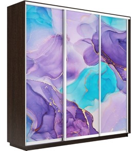 Шкаф 3-х дверный Экспресс 2100х600х2400, Абстракция фиолетовая/венге в Уфе
