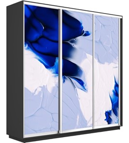 Шкаф Экспресс 2400х600х2200, Абстракция бело-голубая/серый диамант в Стерлитамаке