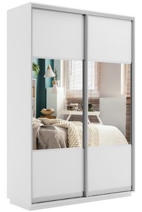 Шкаф 2-х дверный Экспресс (Комби) 1200x600x2200, белый снег в Стерлитамаке - изображение