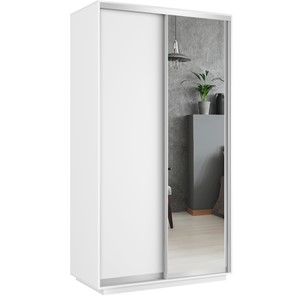 Шкаф 2-дверный Хит (ДСП/Зеркало), 1200x600x2200, белый снег в Уфе - предосмотр