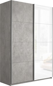 Шкаф двухдверный Прайм (ДСП/Белое стекло) 1400x570x2300, бетон в Салавате