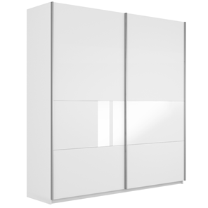 Шкаф двухдверный Широкий Прайм (ДСП / Белое стекло) 2200x570x2300, Белый снег в Уфе