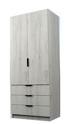 Шкаф распашной ЭШ2-РС-23-8-3я, Дуб Крафт белый 190х80х52 в Стерлитамаке - изображение